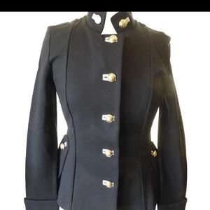 Joseph Ribkoff Black Military-Style Coat with Gold Buttons